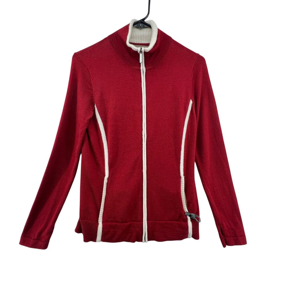 Smartwool Size Medium Full Zip Sweater Lightweight Jacket Red Zipped Pockets